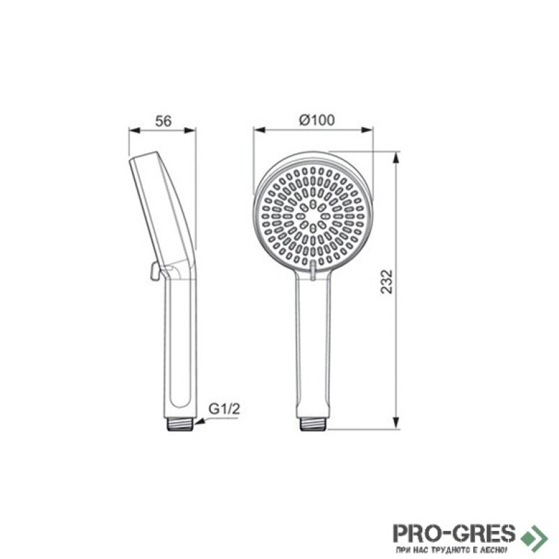Двуфункционален ръчен душ Ø100 mm, Idealrain Alu+, Ideal Standart, BD580XG