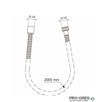 Шлаух за ръчен душ метален двойнооплетен 2000 mm, Ideal Standart Metalflex BF200AA