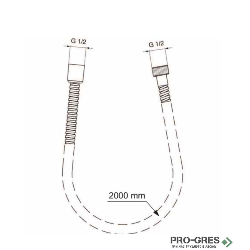Шлаух за ръчен душ метален двойнооплетен 2000 mm, Ideal Standart Metalflex BF200AA
