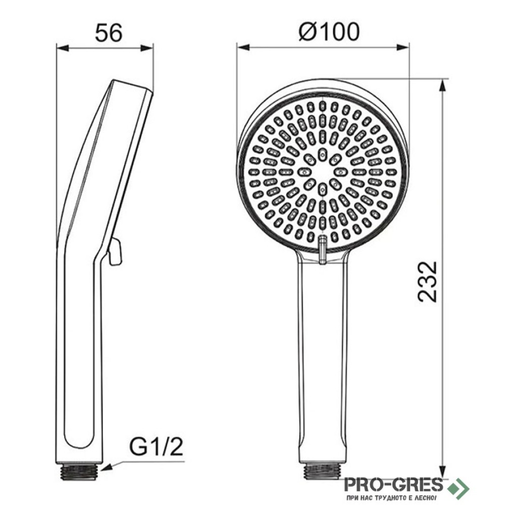 Ръчен душ Ø100 mm, 2 функции, 6 l/min, Idealrain Alu+, Ideal Standart,BD990AA