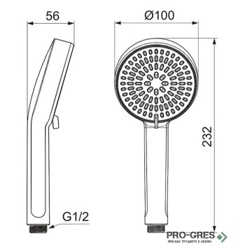 Ръчен душ Ø100 mm, 2 функции, 6 l/min, Idealrain Alu+, Ideal Standart,BD990AA