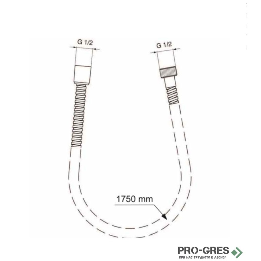 Шлаух за ръчен душ метален двойнооплетен 1750 mm, Ideal Standart Metalflex BF175AA