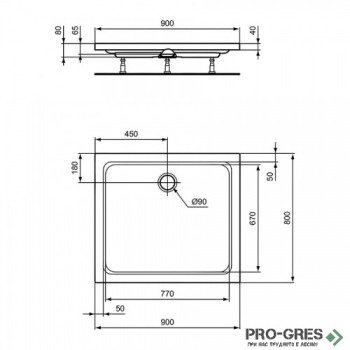 Правоъгълно поддушово корито 90х80cm Ideal Standart Hotline New K277301