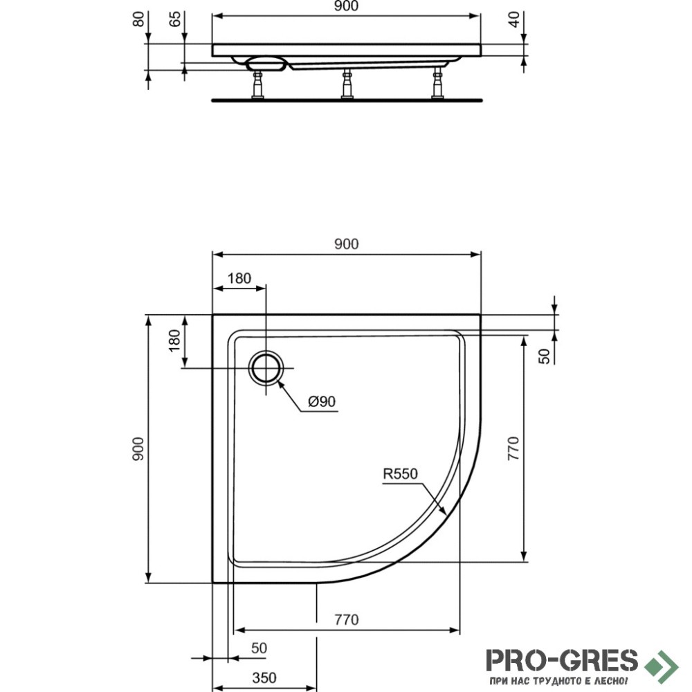 Поддушово корито 80x80 cm Ideal Standart Hotline New K277901