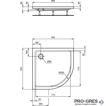 Поддушово корито 90x90 cm Ideal Standart Hotline New K278001