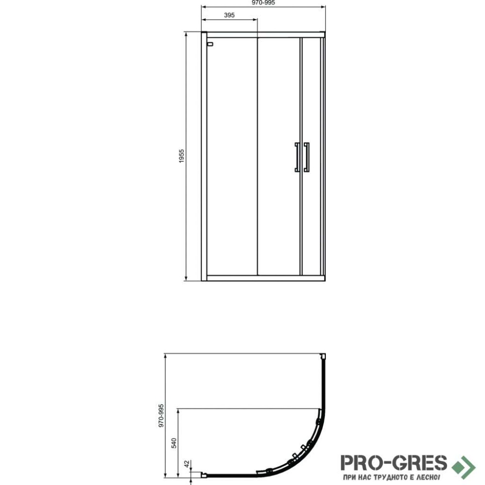 Душ кабина овална 90x90cm Connect 2,черен мат Ideal Standart, K9251V3