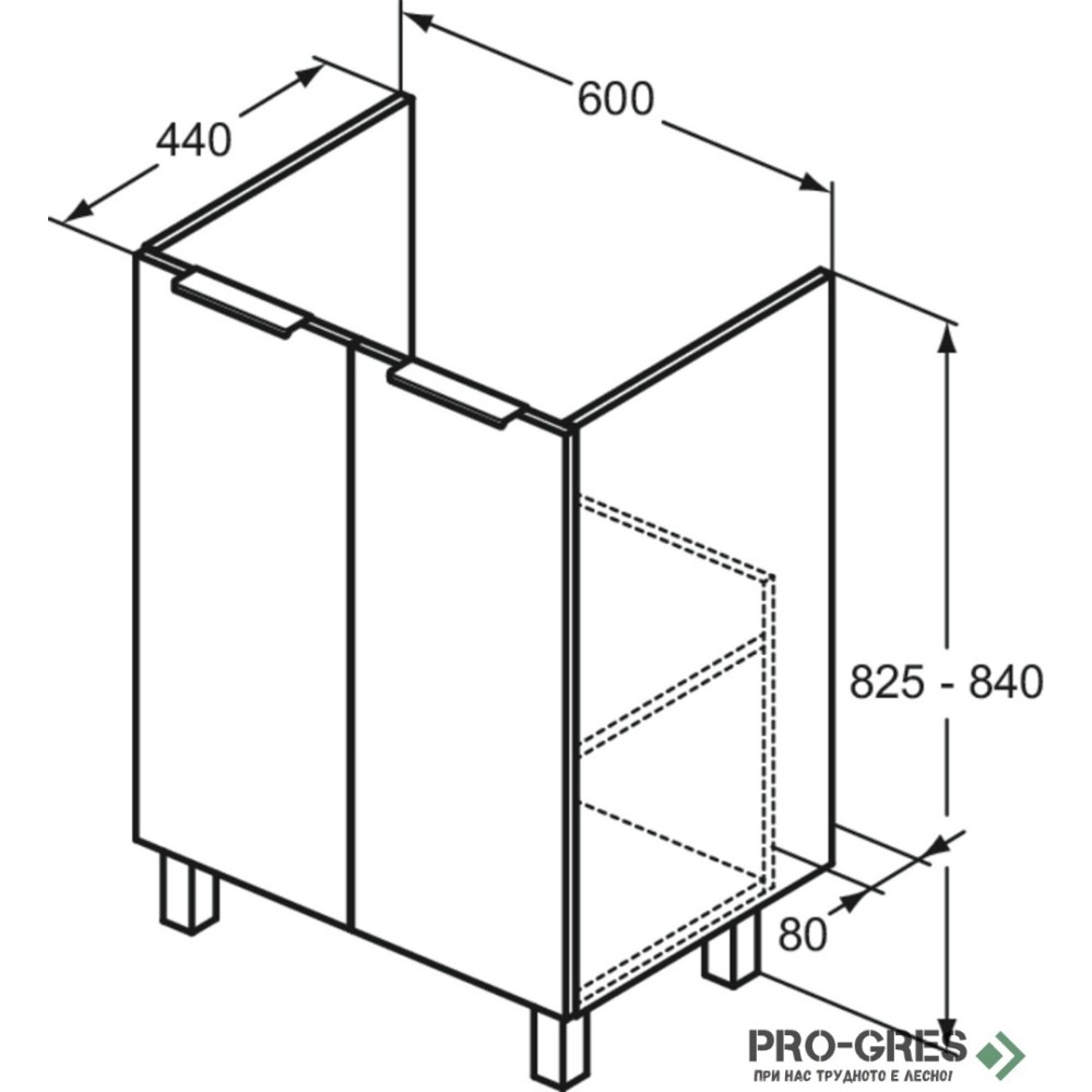 Шкаф за мивка с две врати 60cm Ideal Standart Eurovit+ R0258WG