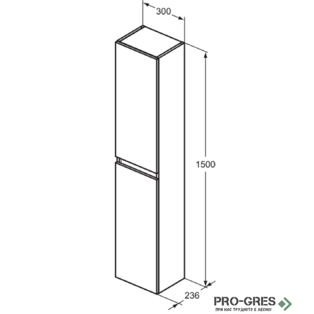 Шкаф колона за стенен монтаж с две врати Ideal Standard Eurovit+ R0268WG