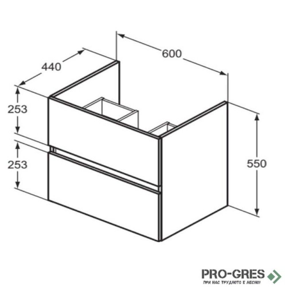 Шкаф за мивка с две чекмеджета 60cm Ideal Standart Eurovit+ R0259WG