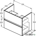 Шкаф за мивка с две чекмеджета 70cm Ideal Standart Eurovit+ R0261WG