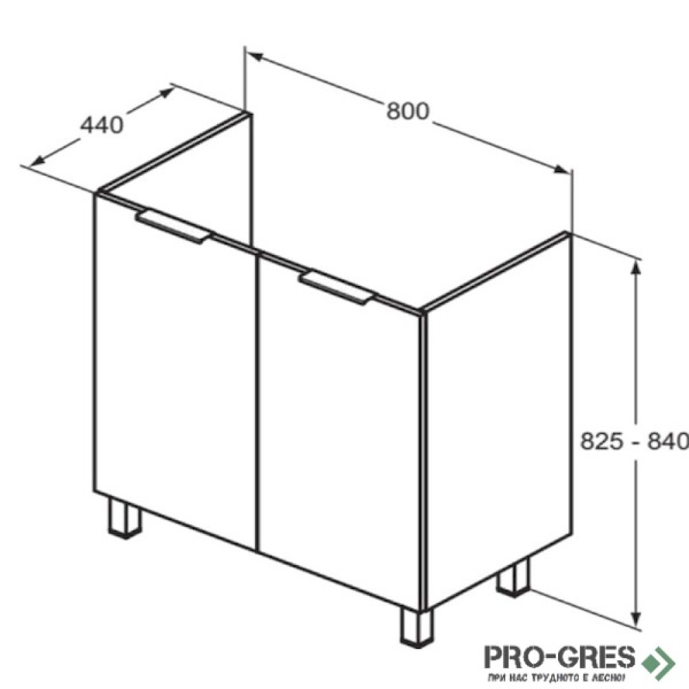 Шкаф за мивка с две врати 80cm Ideal Standart Eurovit+ R0262TI