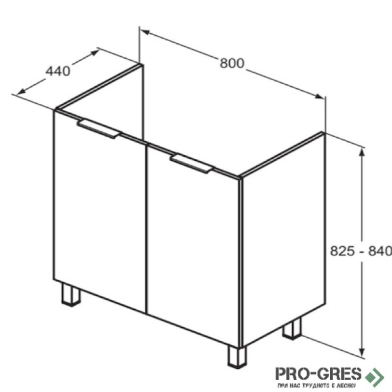 Шкаф за мивка с две врати 80cm Ideal Standart Eurovit+ R0262Y8
