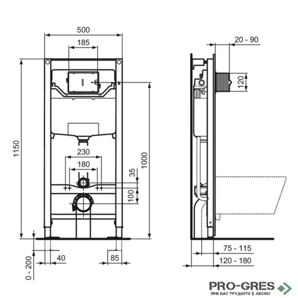 WC комплект за вграждане Ideal Standart Connect Air AquaBlade® R048901