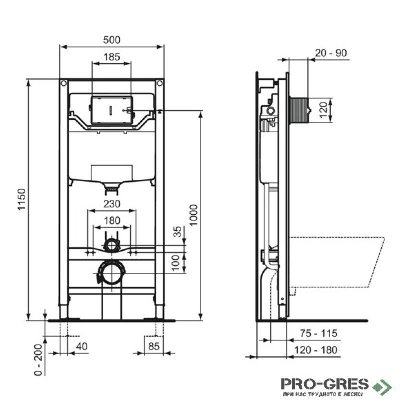 WC комплект за вграждане Ideal Standart Connect Air AquaBlade® R048901