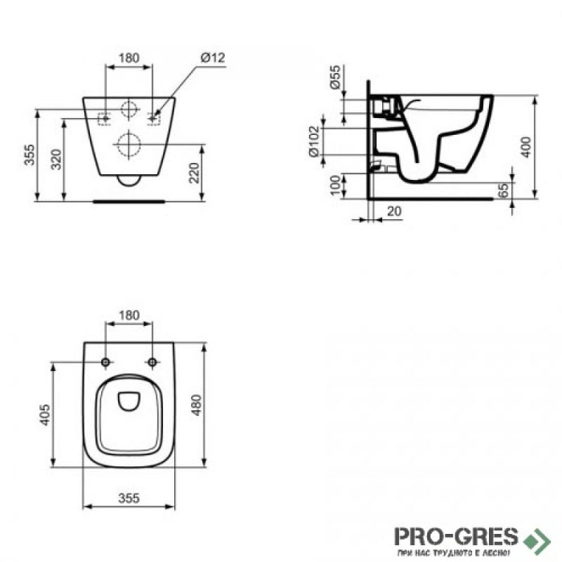 WC комплект за вграждане Ideal Standard i.life S Rimless+ R052201
