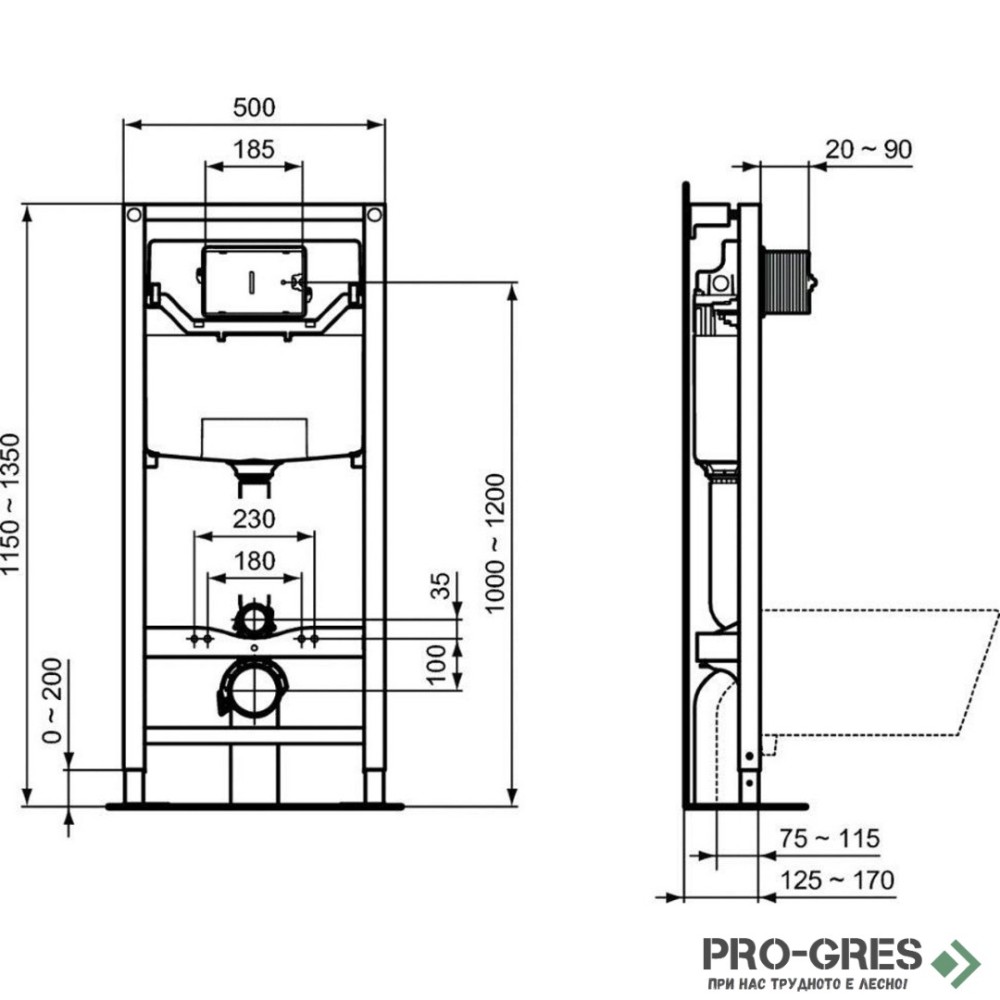 WC комплект за вграждане TESI Aquablade, Ideal Standart, R0523V3