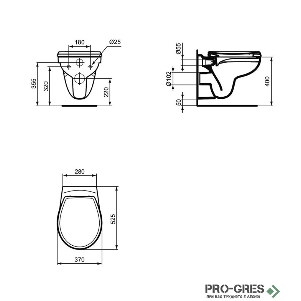 WC комплект за вграждане Ideal Standart Eurovit Rimless R052701