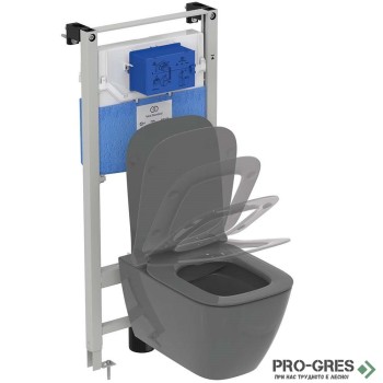 Комплект структура с тоалетна сив гланц I.Life B RimLS+ R059658 Ideal Standard