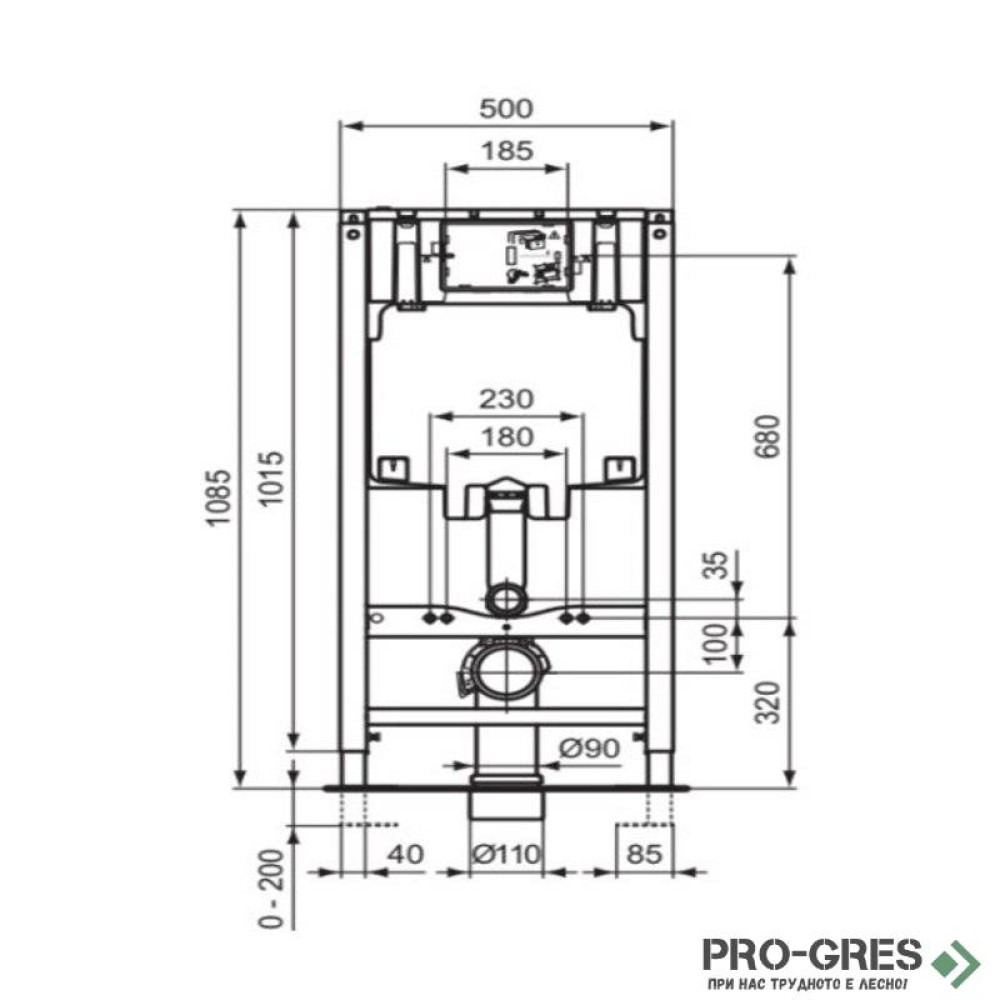Комплект структура за вграждане с тоалетна Connect Ideal Standart R060901 Бутон по избор