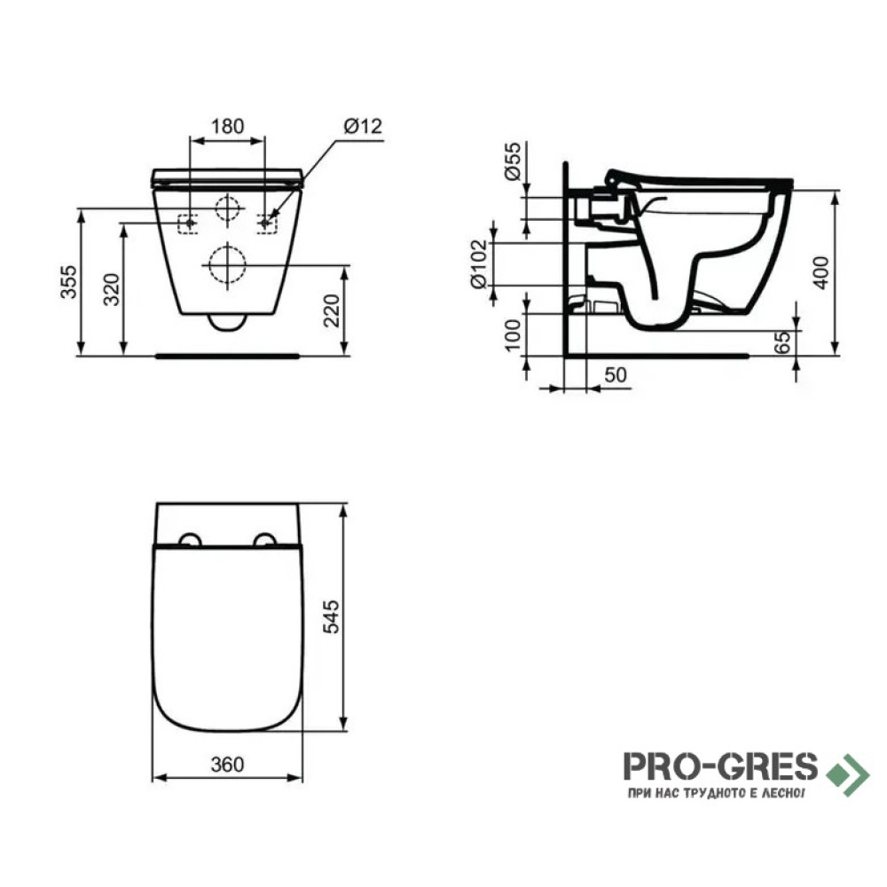 WC комплект за вграждане Ideal Standard i.life B Rimless+ R061001