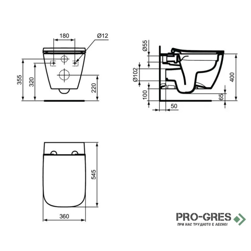 WC комплект за вграждане Ideal Standard i.life B Rimless+ R061001