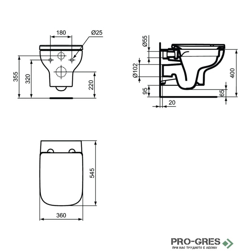 WC комплект за вграждане Ideal Standard i.life A Rimless+ R061401