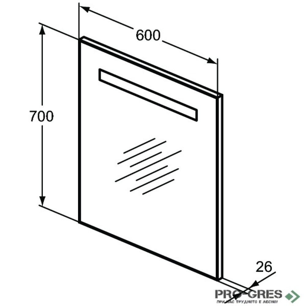 огледало за баня с осветление 60x70 cm Ideal Standart Mid T3340BH