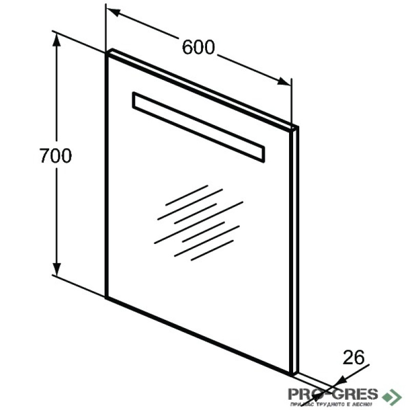 огледало за баня с осветление 60x70 cm Ideal Standart Mid T3340BH
