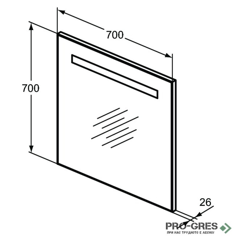 огледало за баня с осветление 70x70 cm Ideal Standart Mid T3341BH