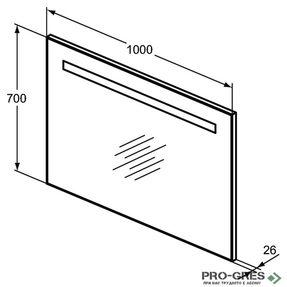 Огледало за баня с осветление 100x70 cm Ideal Standart Mid T3343BH