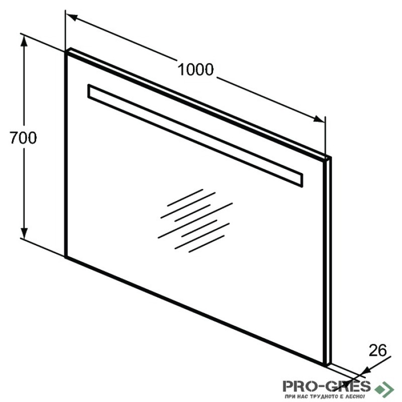 Огледало за баня с осветление 100x70 cm Ideal Standart Mid T3343BH