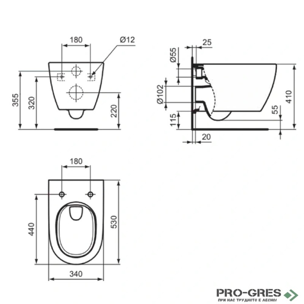 Комплект структура с конзолна тоалетнаi.life O Hydrotwist Ideal Standard T568001