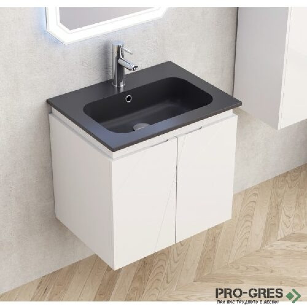 Долен шкаф за баня 60см+ мивка, Inter Ceramic BG 6046W/5955MB