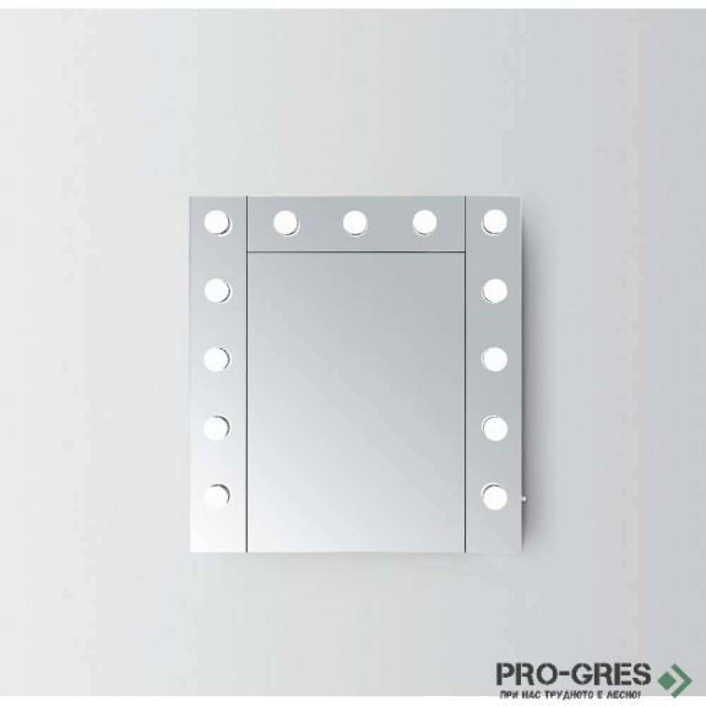 Горен PVC шкаф за баня, огледален, с LED осветление 46см, 
