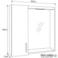 Горен PVC шкаф за баня, огледален, 60см, Inter Ceramic ICMC 1013-60