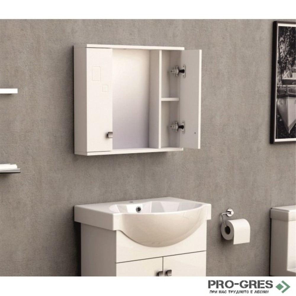 Горен PVC шкаф за баня, огледален, 60см, Inter Ceramic ICMC 1034-60