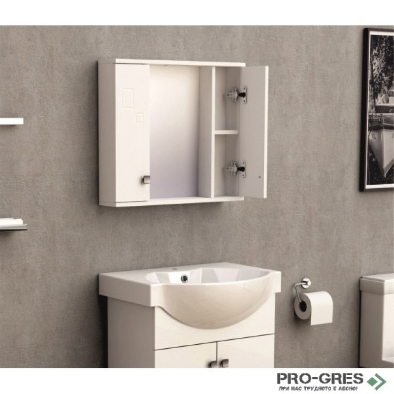 Горен PVC шкаф за баня, огледален, 60см, Inter Ceramic ICMC 1034-60