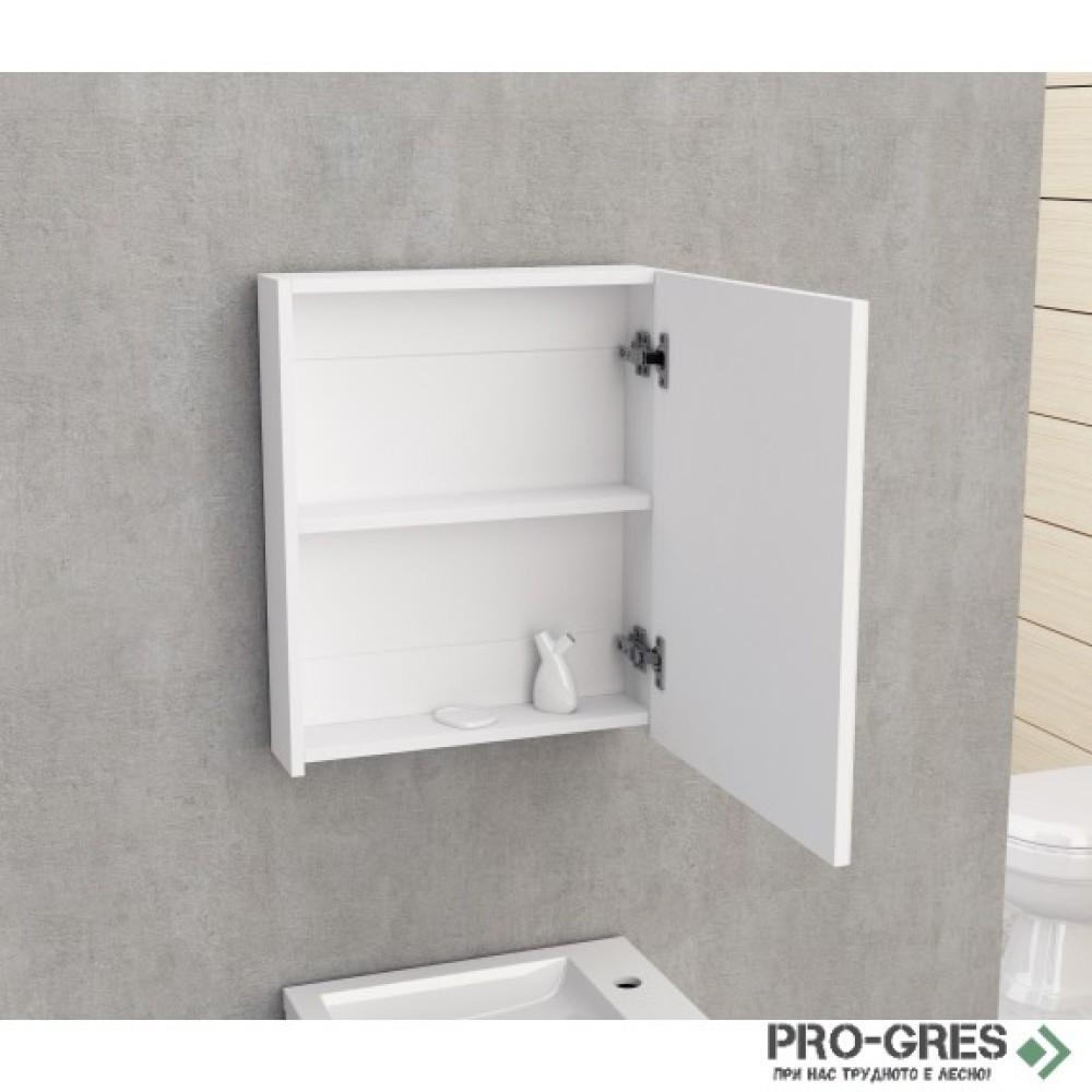 Горен PVC шкаф за баня, огледален, 45см, Inter Ceramic ICMC 4512-55
