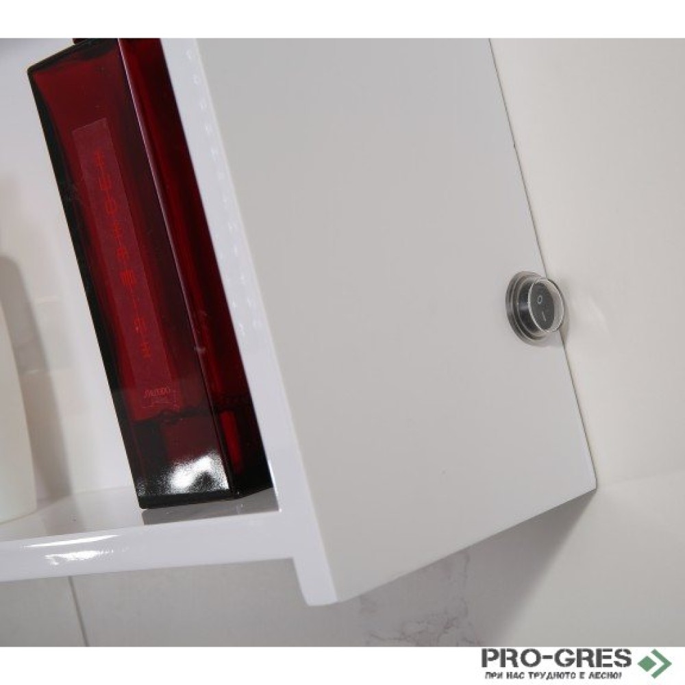 Горен PVC шкаф за баня, огледален, с LED осветление 45см, Inter Ceramic ICMC 4514-55