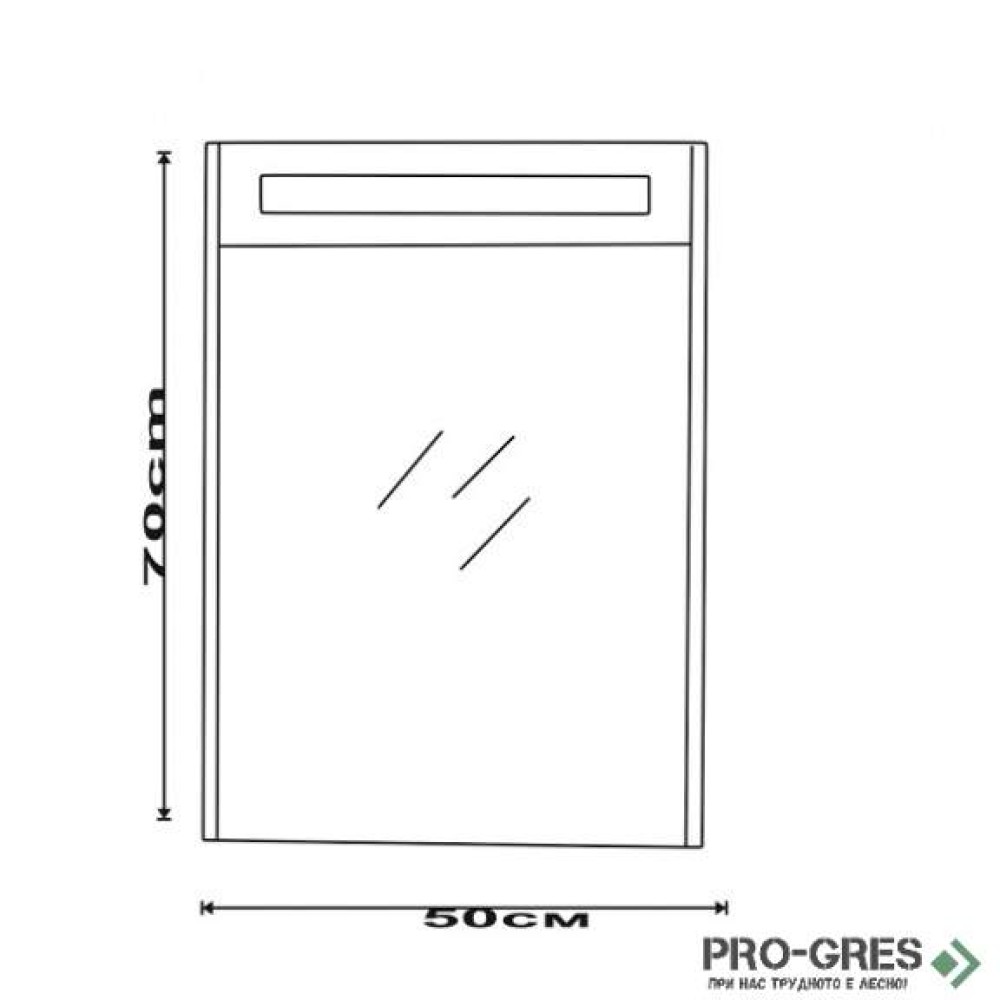Горен PVC шкаф за баня с LED осветление,огледален, 50см, Inter Ceramic ICMC 4650