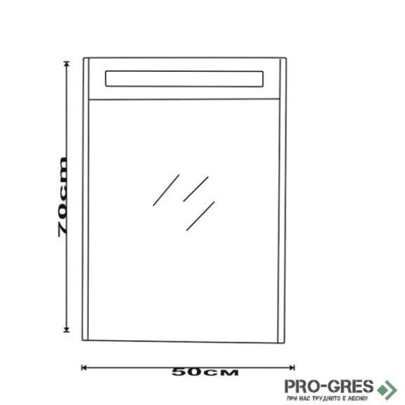 Горен PVC шкаф за баня с LED осветление,огледален, 50см, Inter Ceramic ICMC 4650
