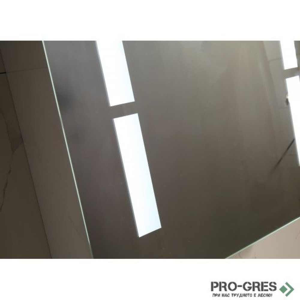 Горен PVC шкаф за баня, огледален, с LED осветление 50см, Inter Ceramic ICMC 5014-65
