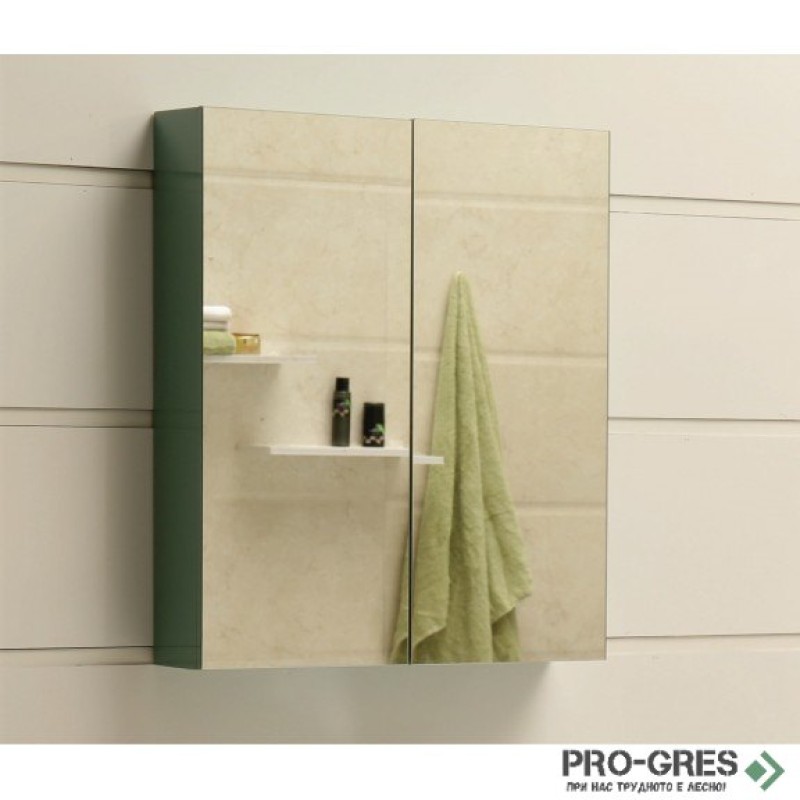 Горен шкаф за баня, огледален, PVC, Inter Ceramic ICMC 6070 GREEN