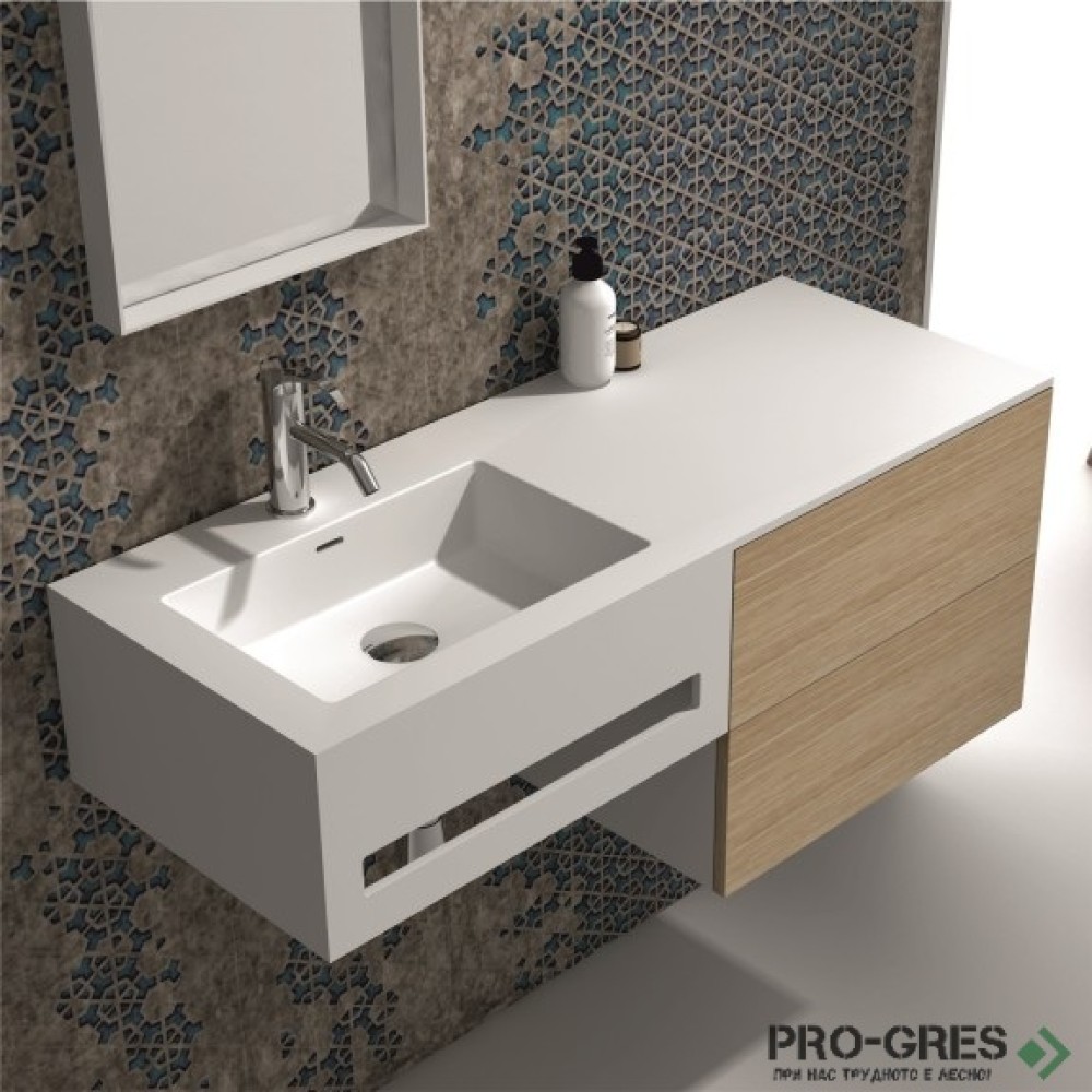 Долен шкаф за баня, десен плот, Inter Ceramic ICP 12083L