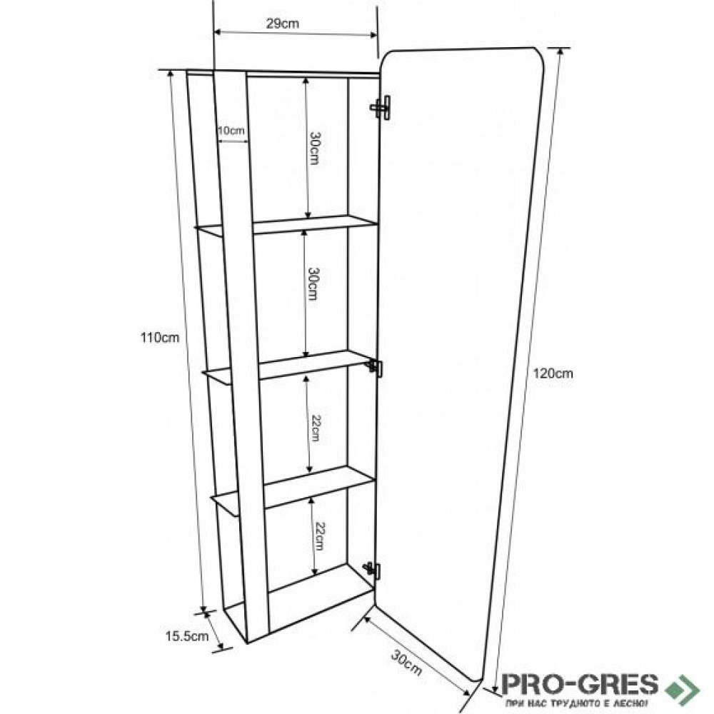 Огледална PVC колона за баня 30×120см, Inter Ceramic ICP 3017