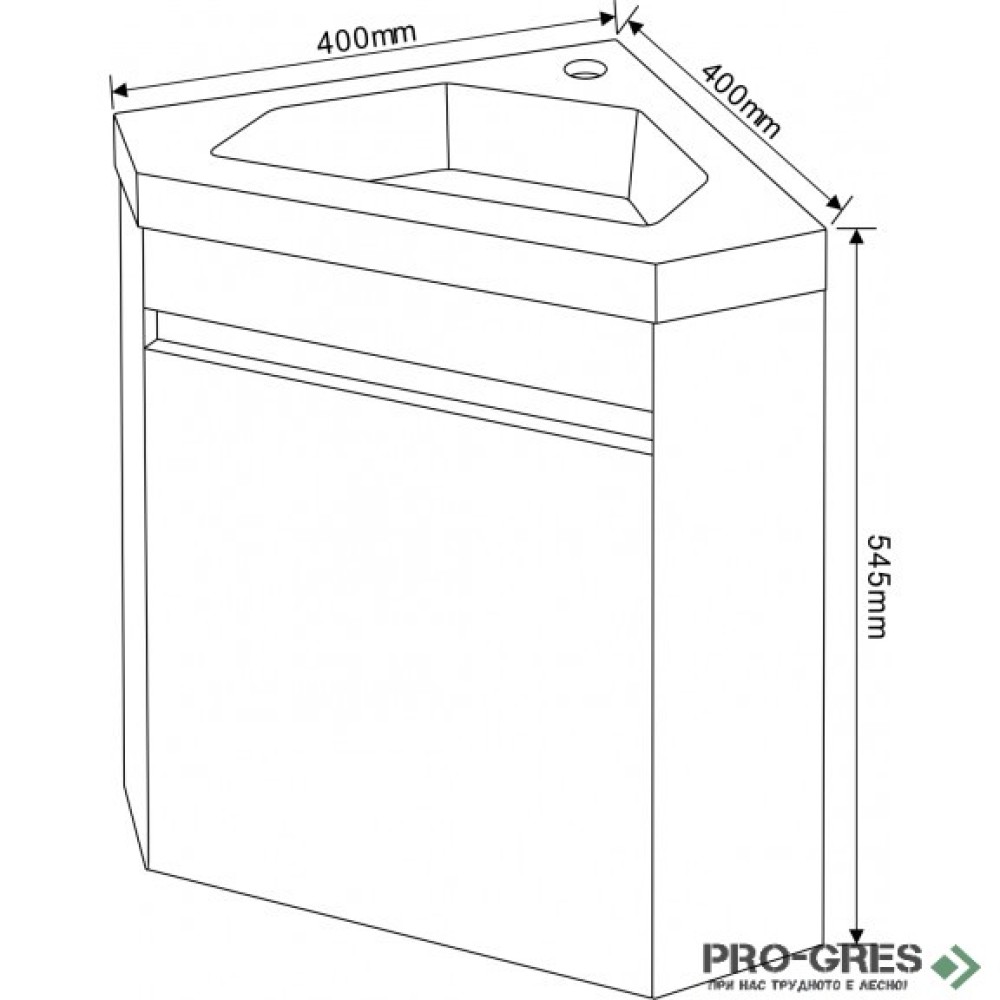 Ъглов PVC шкаф за баня 40см, Inter Ceramic ICP 3939
