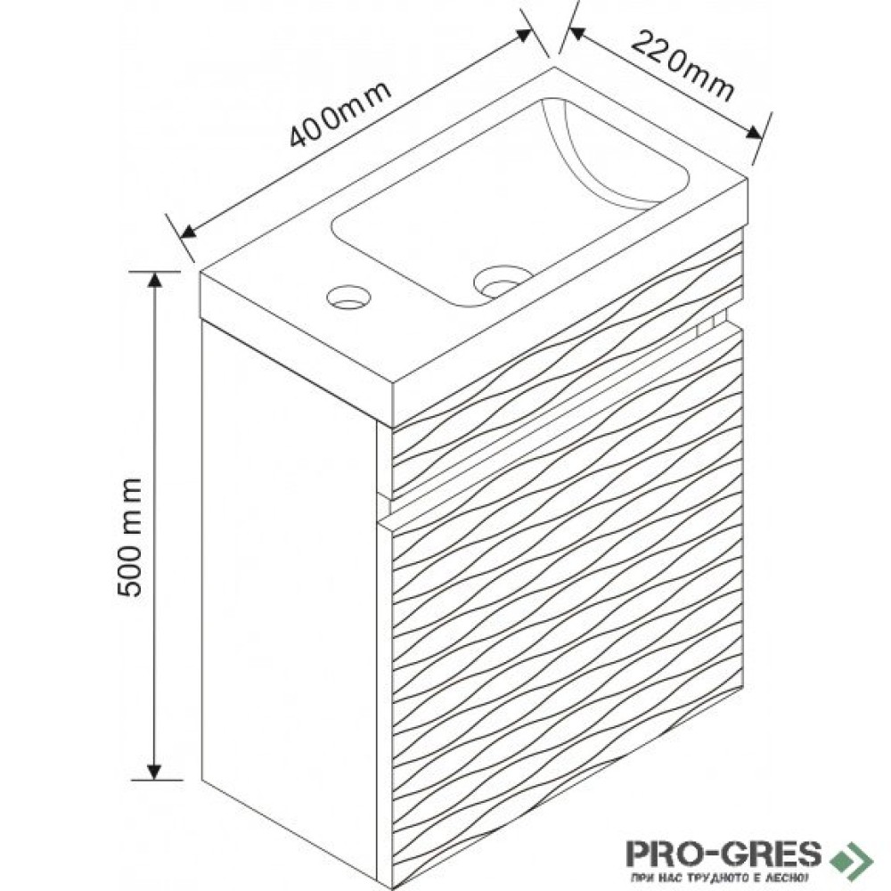 Долен шкаф за баня PVC,бял,  Inter Ceramic ICP 3945