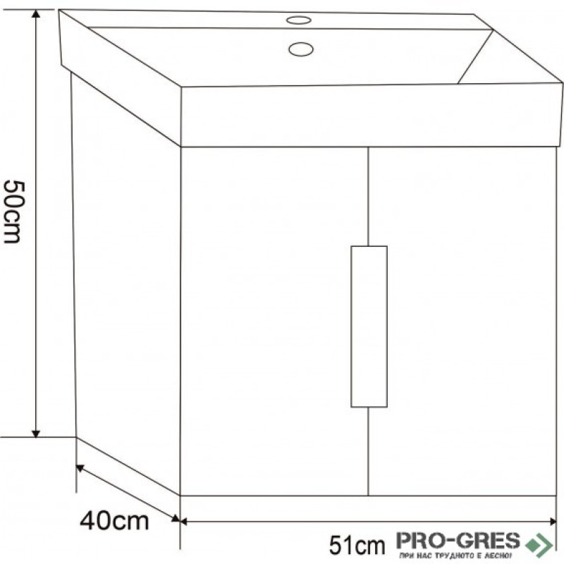 Долен PVC шкаф за баня 50см, бял, Inter Ceramic  ICP 5150