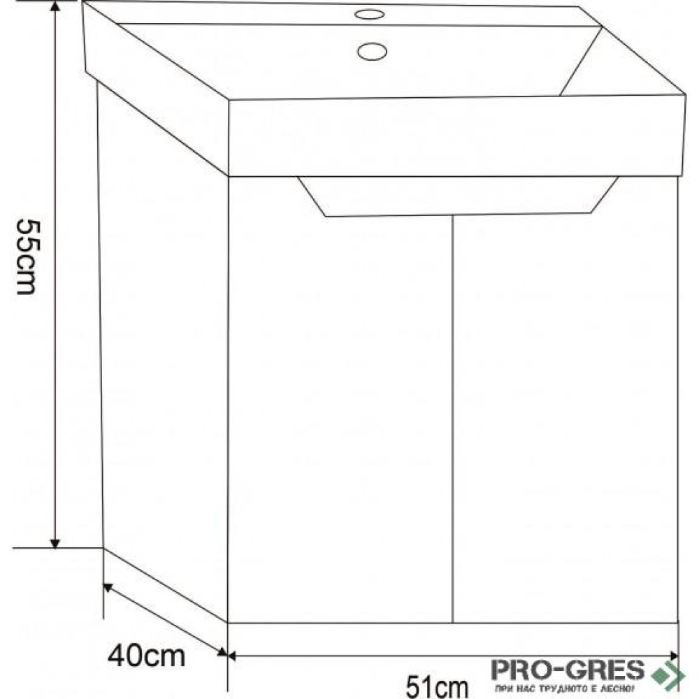 Конзолен PVC шкаф за баня 50см, Inter Ceramic  ICP 5155