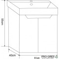 Конзолен PVC шкаф за баня 50см, Inter Ceramic  ICP 5155